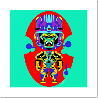 robot mojo gorilla ecopop in mexican patterns golden art Posters and Art